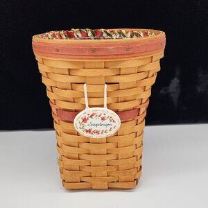 Longaberger Basket Handwoven Snapdragon Floral Cotton Liner & Plastic Insert